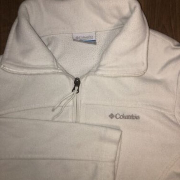 Columbia White Fleece Full Zip Women's Jacket Size Small Soft W/ Pockets Fall - Picture 1 of 11